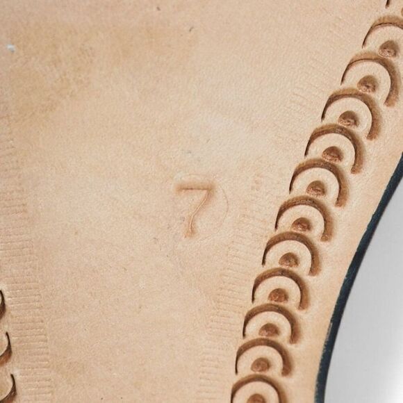 Moroccan Leather Embroidered Babouche Leather Slippers Blue / Tan Women's 7 - Picture 10 of 10